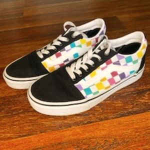 Girls Van's Checkerboard & Black shoes